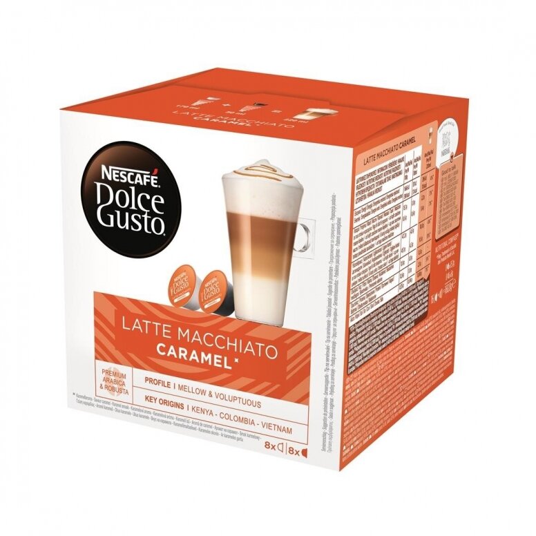 NESCAFE kavos kapsulės DOLCE GUSTO LATTE MACCHIATO CARAMEL, 16 kapsulių ...