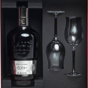 Konjakas NAUD Fine Cognac X.O. dėžutėje su taurelėmis 0,7l